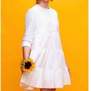 ZARA White Mini Dress Size XS Cottagecore Aesththic Puff Sleeve Romantic